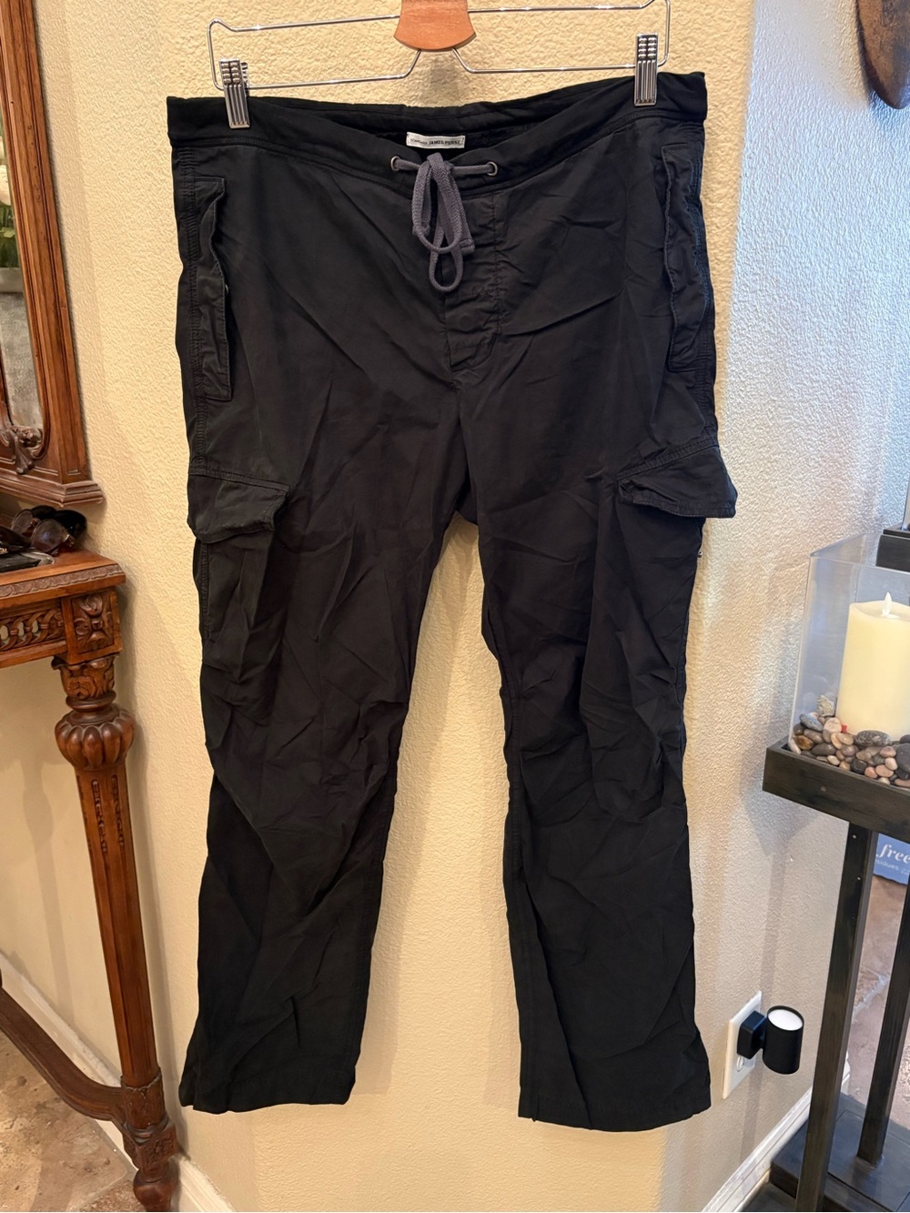 JAMES PERSE Men Black Cargo Drawstring Pants Size 2 (Medium)